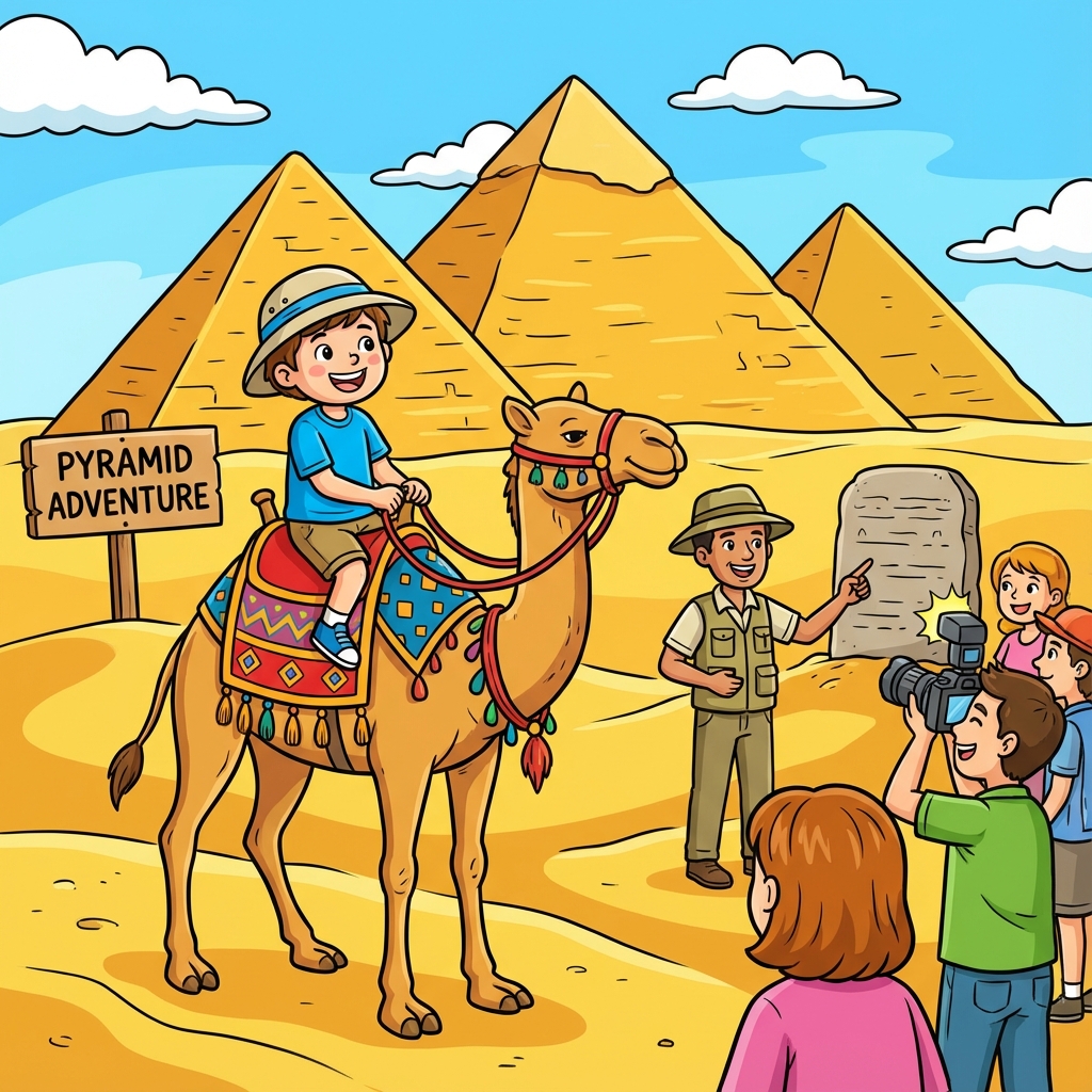 Riding camels at Pyramids