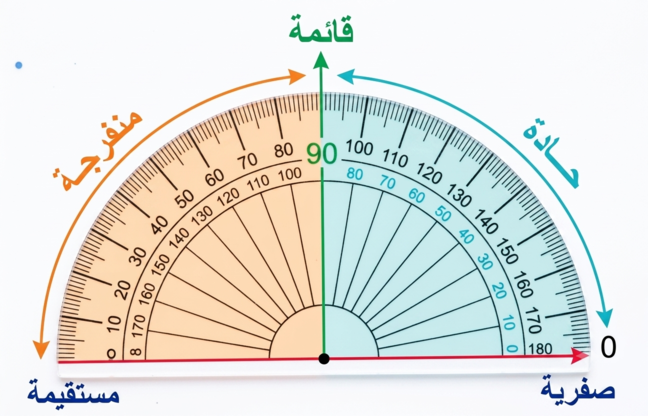 منقلة توضح أنواع الزوايا