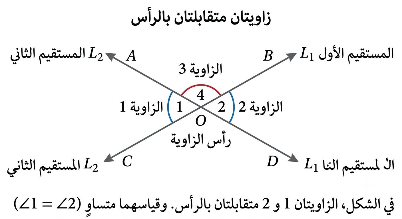 زاويتان متجاورتان بالرأس ومتطابقتان